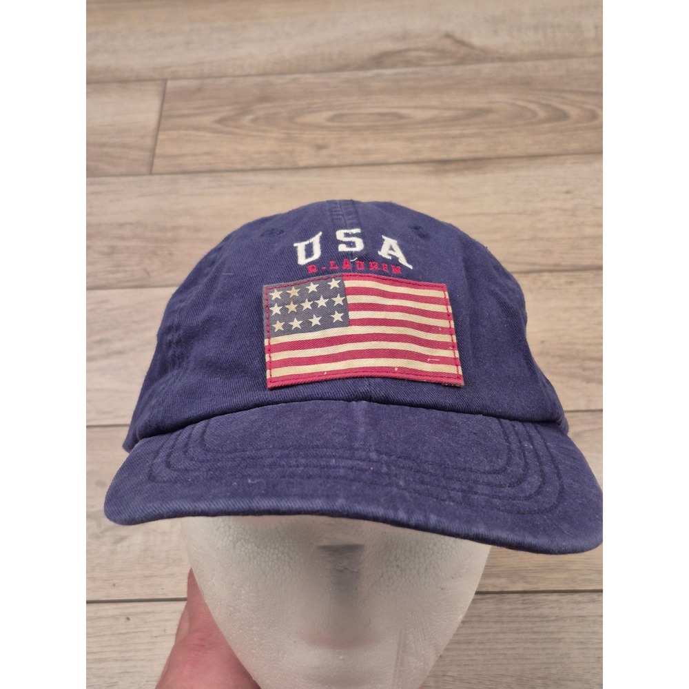 Polo Ralph Lauren USA American Flag Navy Blue Baseball Cap Hat Mens Adjustable